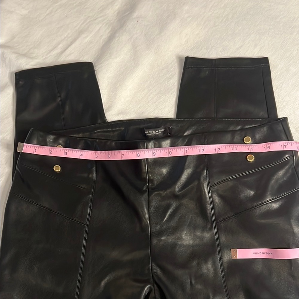 NWT-Marc New York Black Straight Leg Faux Leather  Pants - Picture 4 of 10